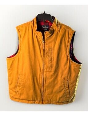 Tailor‎ Vintage Quilted Canvas Vest Men’s L Plaid Lined Zip Up Workwear